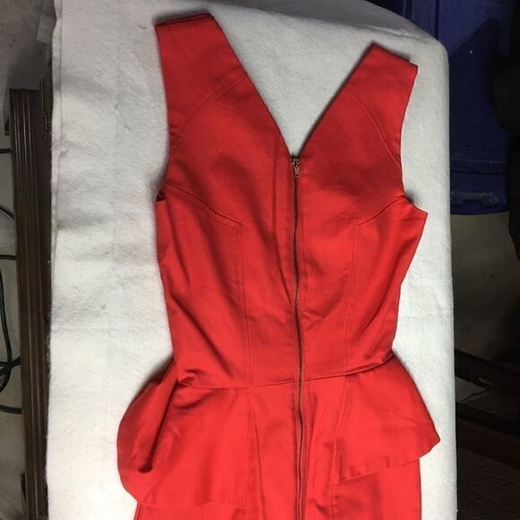 H & M red size 2 sheath with ruffle dress zipper - Picture 7 of 13